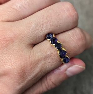 Raw amethyst gold ring